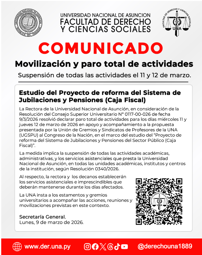 UNA declara movilización y paro total de actividades